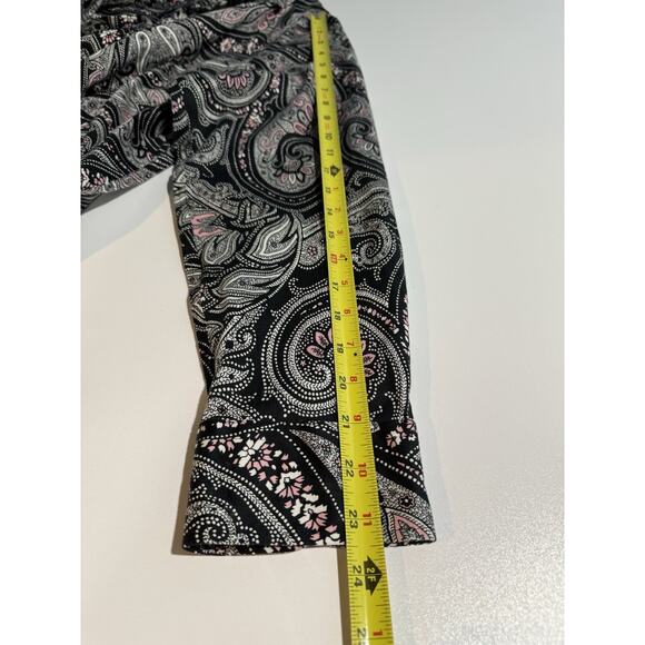 CHAPS No Iron Women's 2X Button Up Top Black Pink Paisley Long Sleeve Cotton - Picture 10 of 10